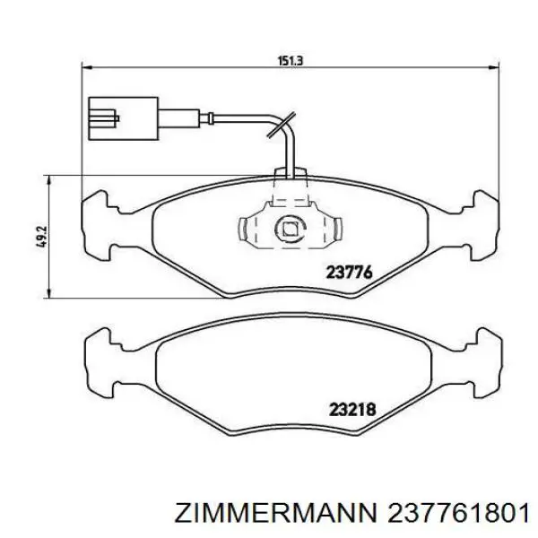 237761801 Zimmermann колодки гальмівні передні, дискові