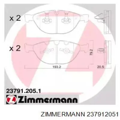 Передні тормозні колодки 237912051 Zimmermann