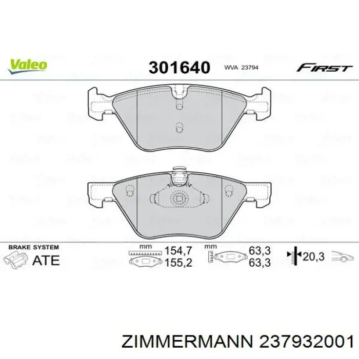 Купити 237932001 Zimmermann Колодки гальмівні передні, дискові