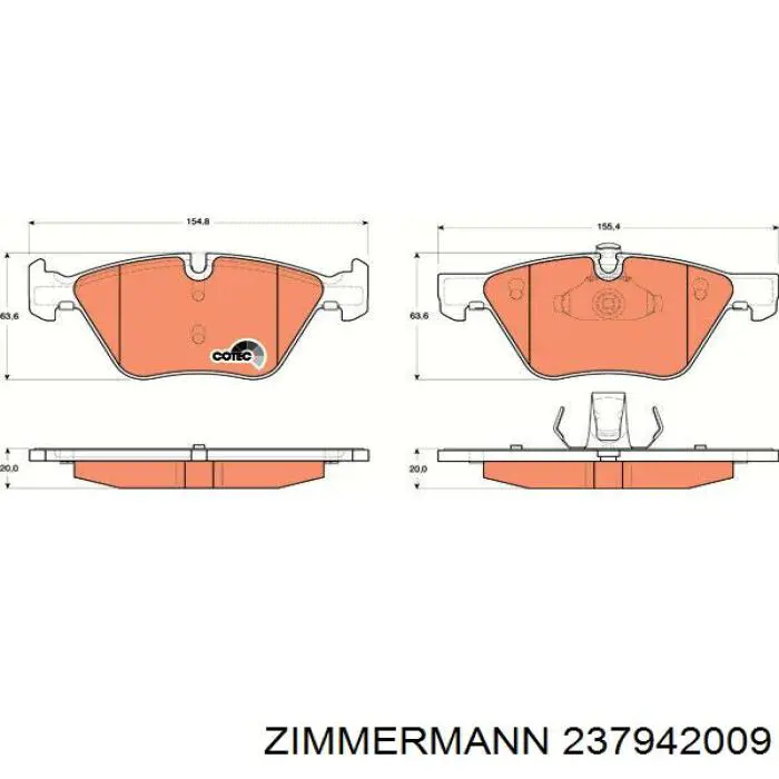 Передні тормозні колодки 237942009 Zimmermann