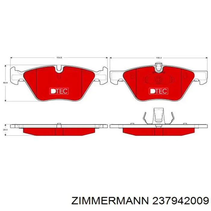 Гальмівні колодки Zimmermann 237942009 ціна, від 29.37 USD