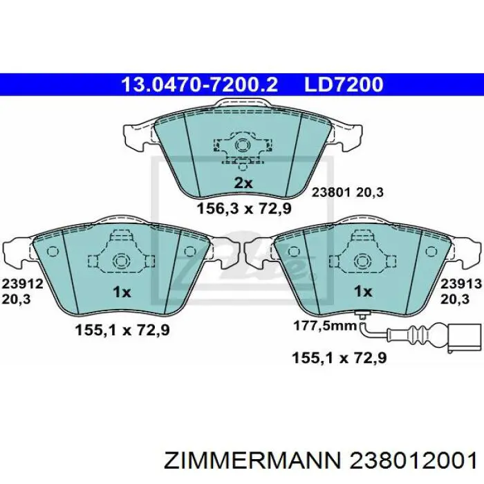 Гальмівні колодки Zimmermann 238012001 ціна, від 34.39 USD