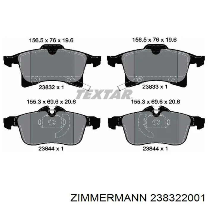 238322001 Zimmermann Передні гальмівні колодки