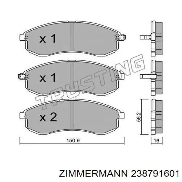 238791601 Zimmermann колодки гальмівні передні, дискові