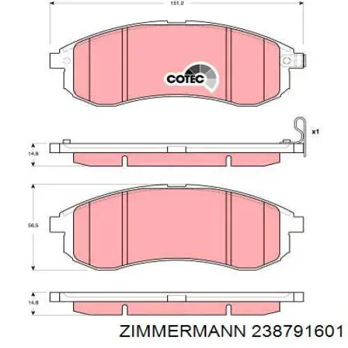 Гальмівні колодки Zimmermann 238791601 ціна, від 27.07 USD