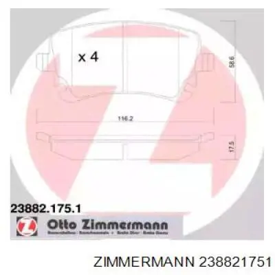 Задні дискові колодки Zimmermann 238821751
