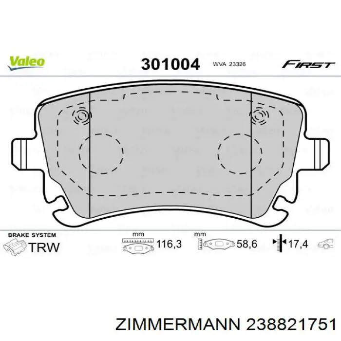 Купити 238821751 Zimmermann Задні колодки