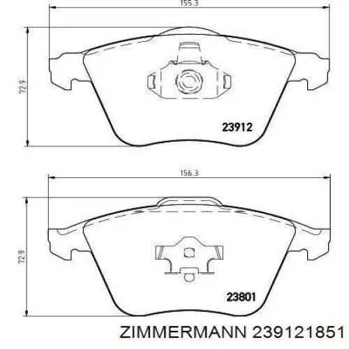 Передні тормозні колодки 239121851 Zimmermann