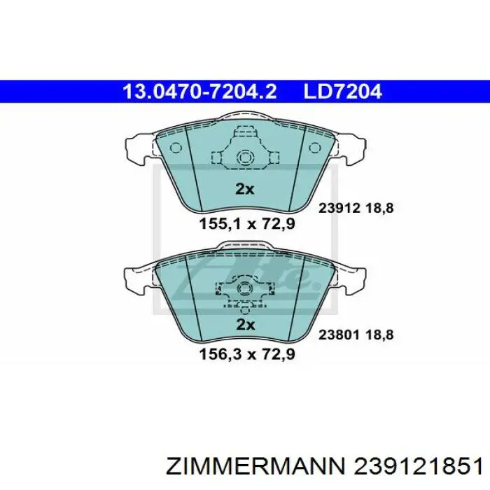 239121851 Zimmermann колодки гальмівні передні, дискові