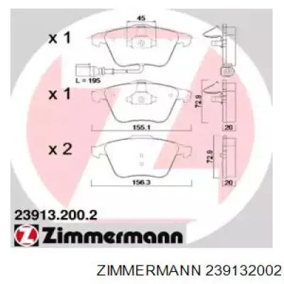 239132002 Zimmermann колодки гальмівні передні, дискові