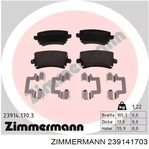 Задні гальмівні колодки Zimmermann 239141703 ціна, від 15.97 USD