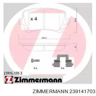 239141703 Zimmermann колодки гальмові задні, дискові