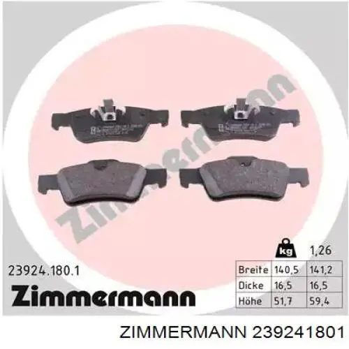 Купити 239241801 Zimmermann Задні колодки
