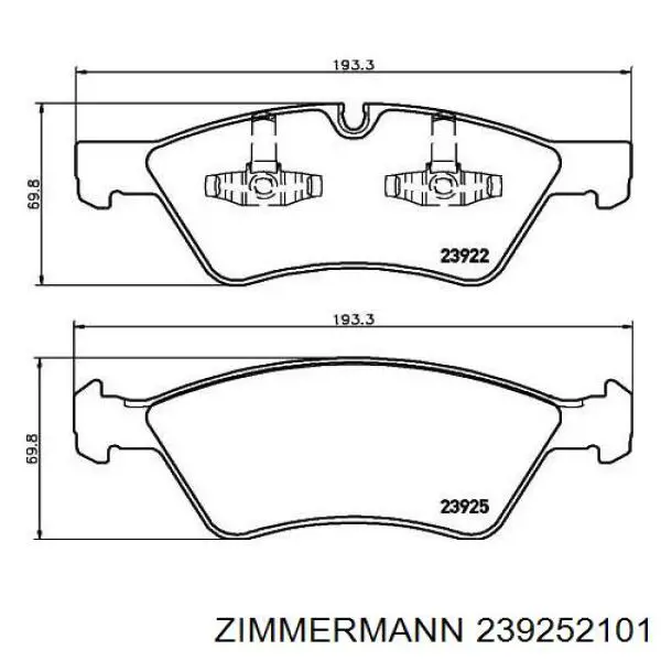 Купити 239252101 Zimmermann Колодки гальмівні передні, дискові