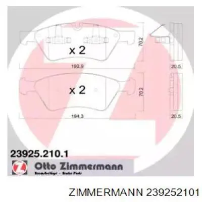 Передні тормозні колодки 239252101 Zimmermann