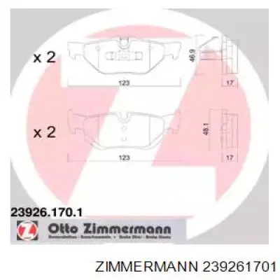 Задні гальмівні колодки 239261701 Zimmermann