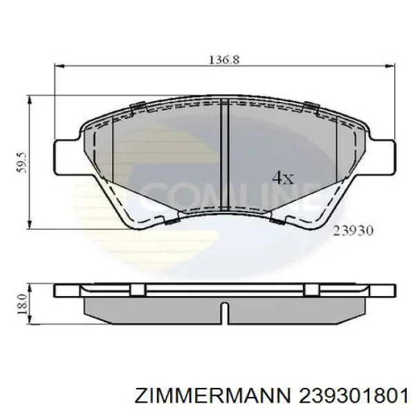 Передні тормозні колодки 239301801 Zimmermann