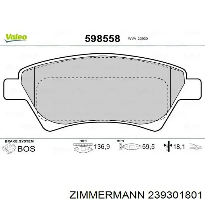 Тормозні колодки Zimmermann 239301801
