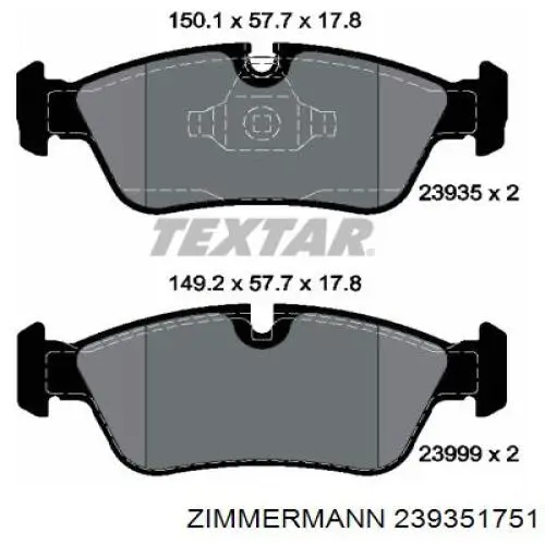 Купити 239351751 Zimmermann Колодки гальмівні передні, дискові