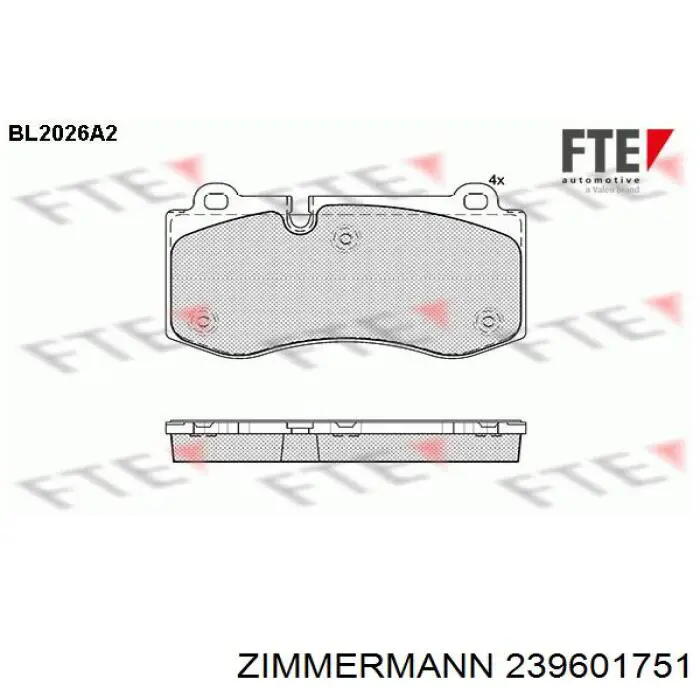 Гальмівні колодки Zimmermann 239601751 ціна, від 54.48 USD