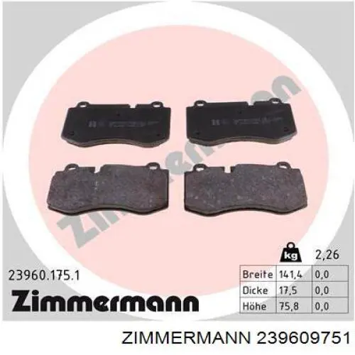 Гальмівні колодки Zimmermann 239609751 ціна, від 53.76 USD