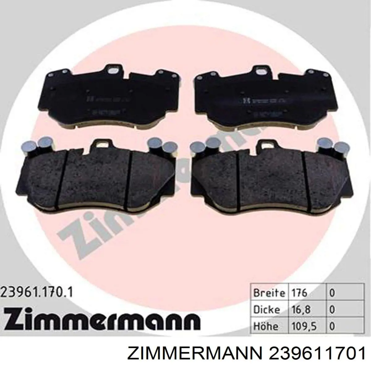 239611701 Zimmermann колодки гальмівні передні, дискові