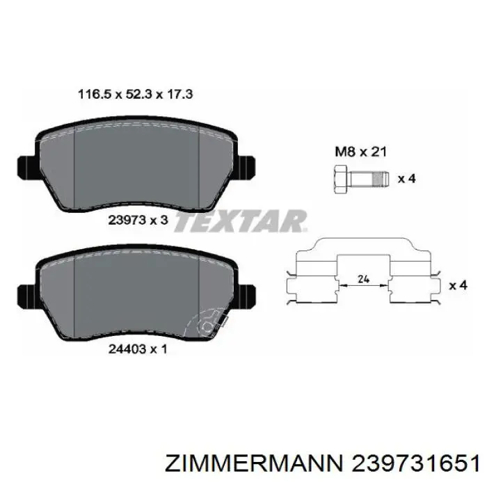 Передні тормозні колодки 239731651 Zimmermann