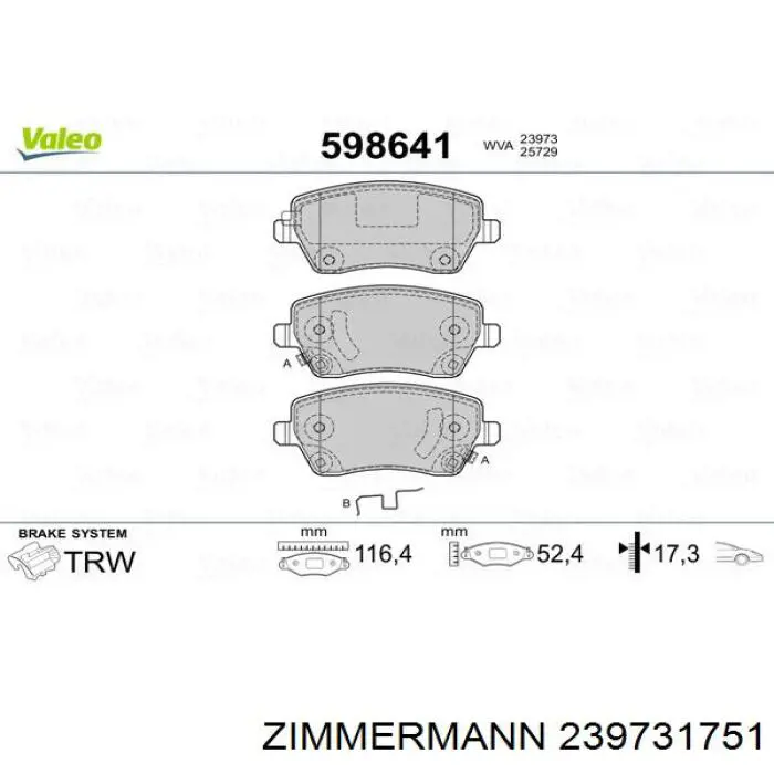 Передні тормозні колодки 239731751 Zimmermann