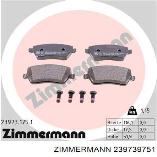 239739751 Zimmermann Передні гальмівні колодки