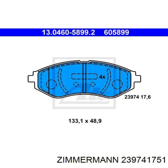 239741751 Zimmermann колодки гальмівні передні, дискові