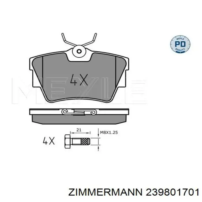 Задні дискові колодки Zimmermann 239801701