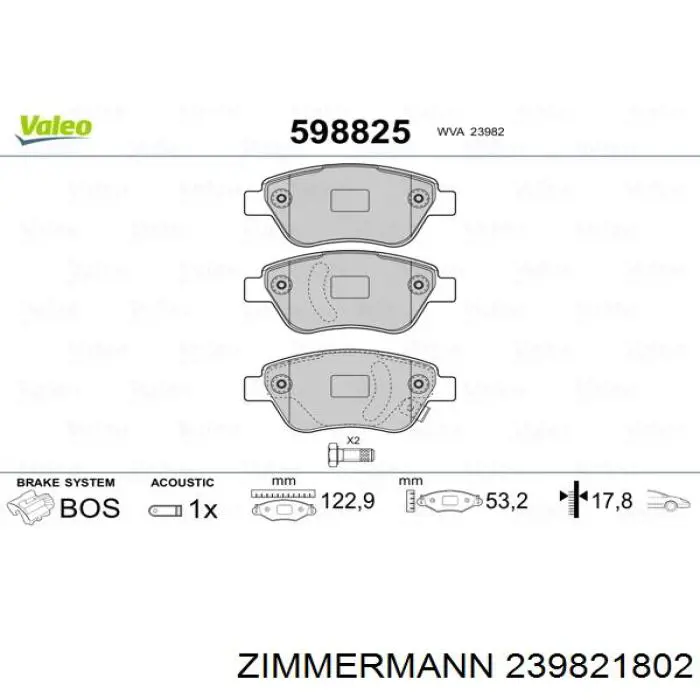 Гальмівні колодки Zimmermann 239821802 ціна, від 19.20 USD