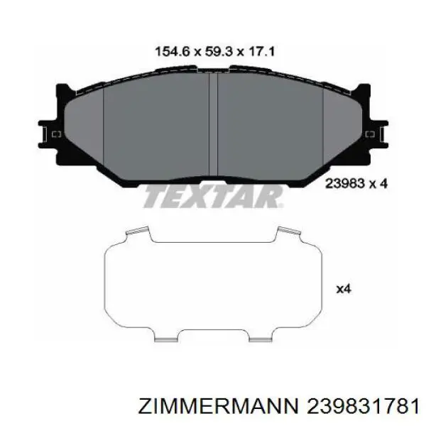 239831781 Zimmermann колодки гальмівні передні, дискові