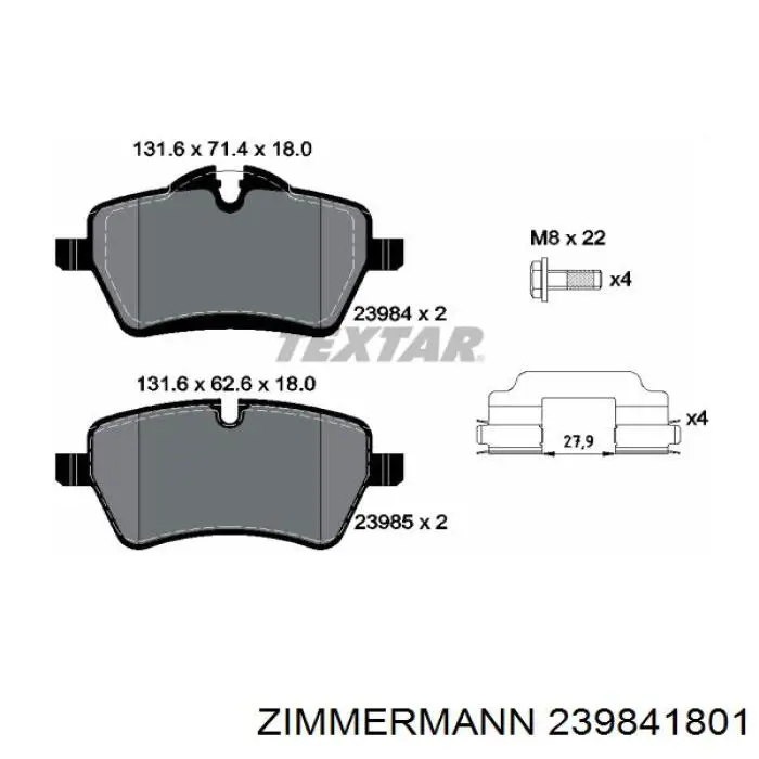 Гальмівні колодки Zimmermann 239841801 ціна, від 73.71 USD