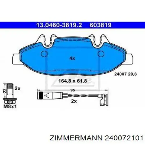 Купити 240072101 Zimmermann Колодки гальмівні передні, дискові