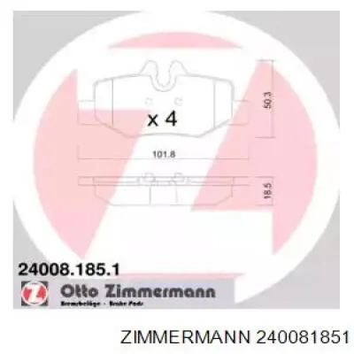 240081851 Zimmermann Колодки гальмівні задні, дискові