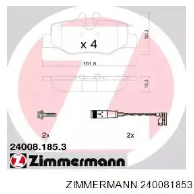 240081853 Zimmermann Колодки гальмівні задні, дискові