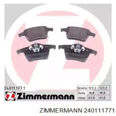 240111771 Zimmermann колодки гальмові задні, дискові