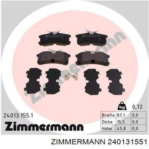 240131551 Zimmermann колодки гальмові задні, дискові