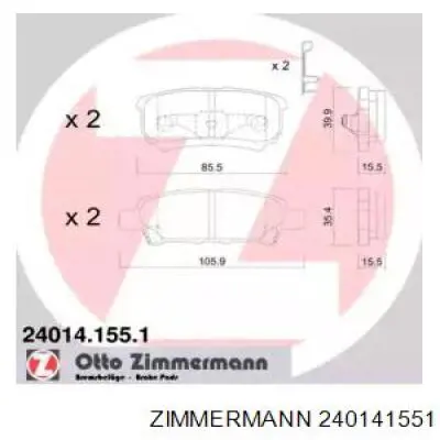 Задні гальмівні колодки Zimmermann 240141551 ціна, від 19.73 USD
