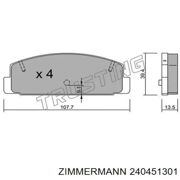 Задні гальмівні колодки 240451301 Zimmermann