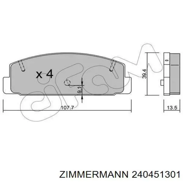 240451301 Zimmermann колодки гальмові задні, дискові