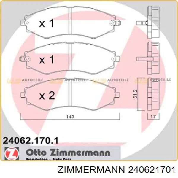 240621701 Zimmermann колодки гальмівні передні, дискові