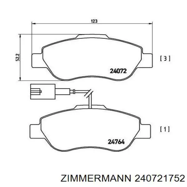 Купити 240721752 Zimmermann Колодки гальмівні передні, дискові