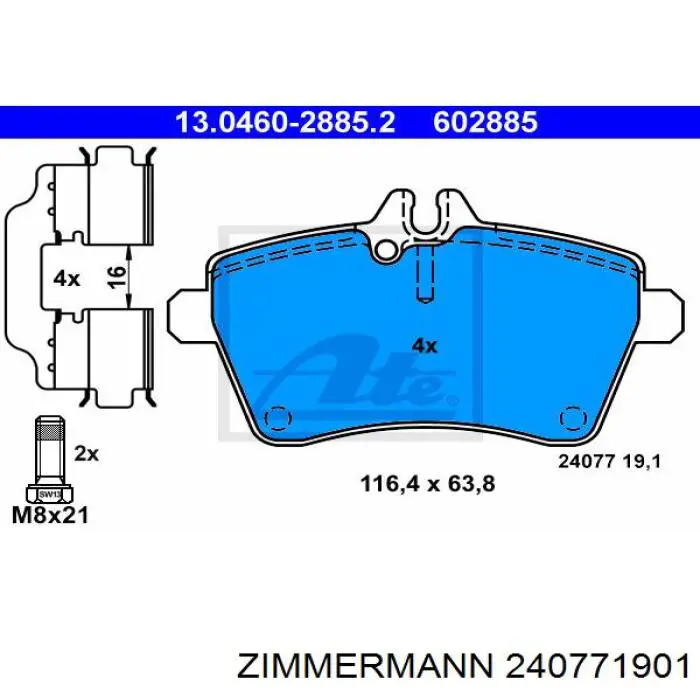 Купити 240771901 Zimmermann Колодки гальмівні передні, дискові