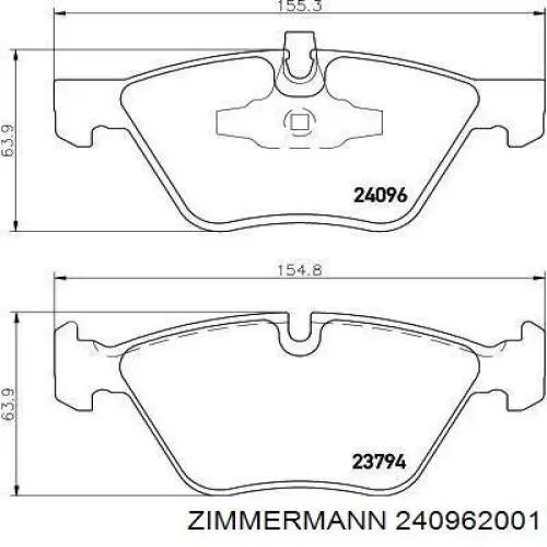 Купити 240962001 Zimmermann Колодки гальмівні передні, дискові