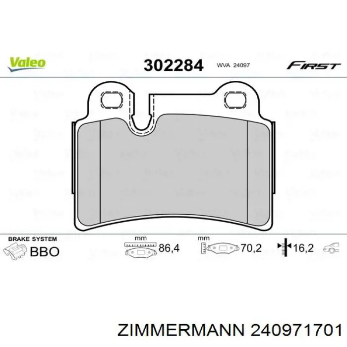 Задні гальмівні колодки Zimmermann 240971701 ціна, від 46.05 USD