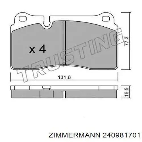 Передні тормозні колодки 240981701 Zimmermann