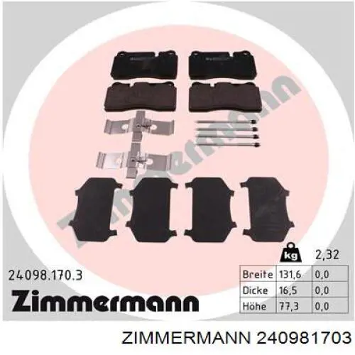 240981703 Zimmermann колодки гальмівні передні, дискові