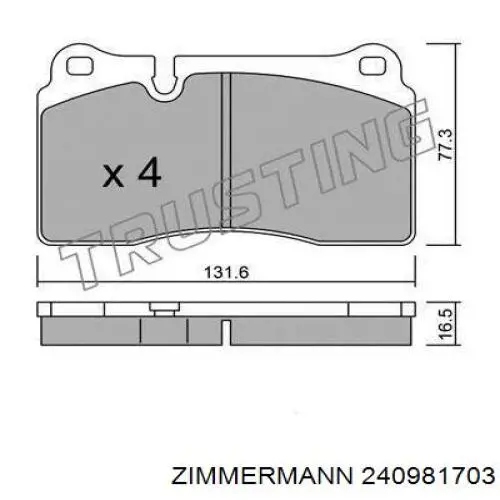 Тормозні колодки Zimmermann 240981703